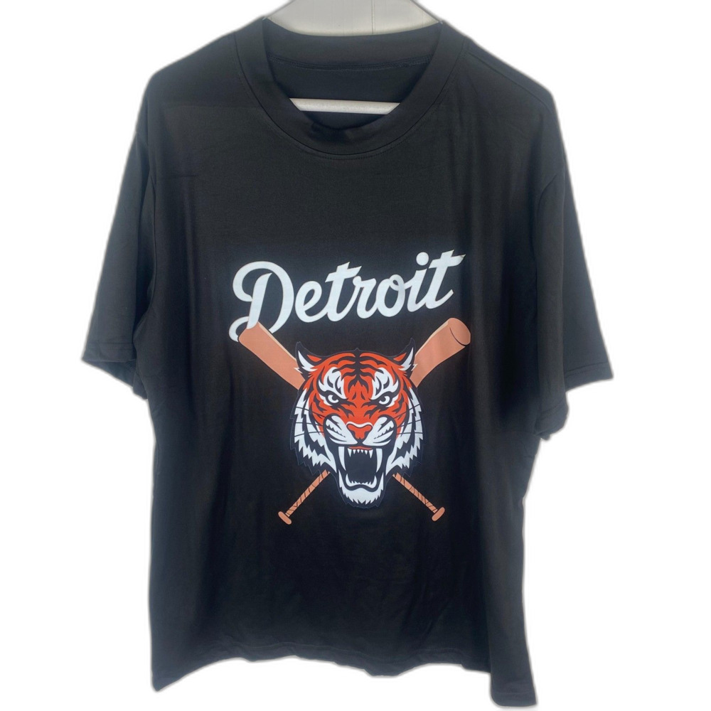 Detroit Tigers Black T-shirt Men's Large Graphic Tee MLB Baseball Top Unisex
